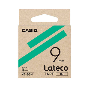 【5個セット】 カシオ計算機 Lateco 詰め替え用テープ 9mm 緑テープ 黒文字 XB-9GNX5