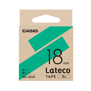 【5個セット】 カシオ計算機 Lateco 詰め替え用テープ 18mm 緑テープ 黒文字 XB-18GNX5