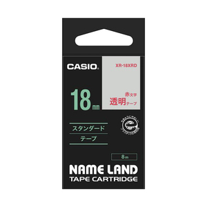 【5個セット】 カシオ計算機 ネームランドテープ18mm 透明 赤文字 XR-18XRDX5