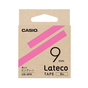 カシオ計算機 Lateco 詰め替え用テープ 9mm ピンクテープ 黒文字 XB-9PK