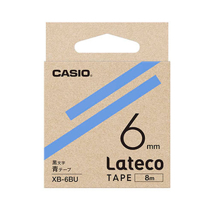 カシオ計算機 Lateco 詰め替え用テープ 6mm 青テープ 黒文字 XB-6BU