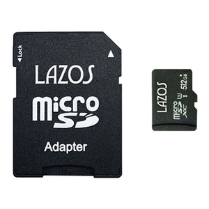 【20個セット】 Lazos microSDXCメモリーカード 512GB UHS-I U3 CLASS10 紙パッケージ L-B512MS