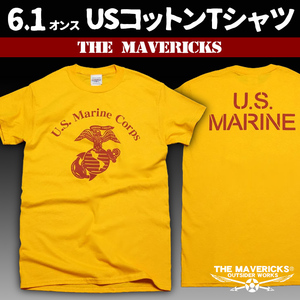 Tシャツ XL ミリタリー USマリン U.S.MARINE 米海兵隊 MAVERICKS ブランド イエロー 黄色