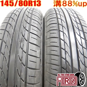 中古タイヤ 145/80R13 サマータイヤ Yellow Hat PRACTIVA BP01 2本セット フレアワゴン プレオ アルト MRワゴン タント 中古 13インチ