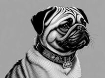 パグ　ドライ　Tシャツ　４　ペット　犬　イヌ　グッズ　イラスト　アート　PUG　DOG_画像2