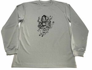 グレー　ダキニ天　ドライ　Ｔシャツ　荼枳尼天　白狐　グッズ　ロングＴシャツ　ロンＴ　ロング　長袖