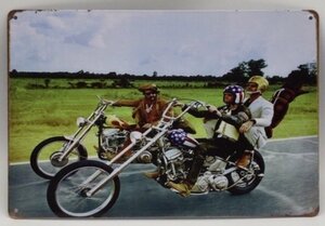 送料無料 イージーライダー カラー写真 金属製 メタルサインプレート 映画 EASY RIDER ピーターフォンダ デニスホッパー バイク