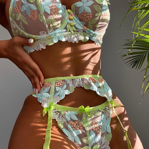  most new work [564]l size green floral print fine quality embroidery super sexy underwear lady's garter Ran Jerry baby doll ero cosplay costume 