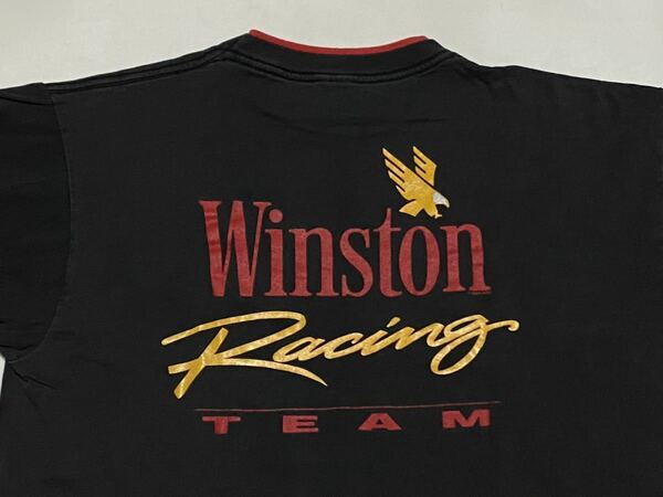 90's AMERICAN BORN Winston Racing TEAM バックプリント 胸ポケット レイヤード Tシャツ XLサイズ USA製 ビンテージ古着 90年代 80's