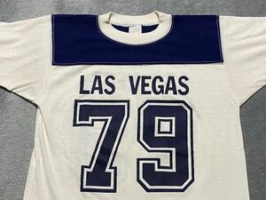 70's BANTAMS LAS VEGAS 79 ナンバリング プリント 切替 フットボール Tシャツ Lサイズ ビンテージ古着 70年代 80's vintage チャンピオン
