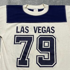 70's BANTAMS LAS VEGAS 79 ナンバリング プリント 切替 フットボール Tシャツ Lサイズ ビンテージ古着 70年代 80's vintage チャンピオン