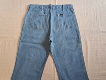 ■70’s～♪VINTAGE USA製 Lee (リー) フレア デニムパンツ ライトオンス ブーツカット トリプルステッチ 42TALON ジップ【W32 L29～30】■_画像6