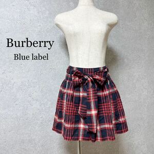 BURBERRY バーバリー ブルーレーベル 赤チェック キュロット スカート パンツ ノバチェック 三陽商会　リボン