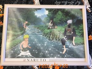 【未使用】NARUTO-ナルト-★第七班の思い出 ミニポスター風フリーシート フレーム付き★アニメイト サスケ サクラ カカシ 2004年 入手困難