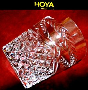 売切 HOYA クリスタル オンザ ロックグラス グラス 大 容量:290cc 1客 未使用 E/E 寸法φ上87/下65×H93mm、 重量390ｇ 口元1.5mm 底厚17mm