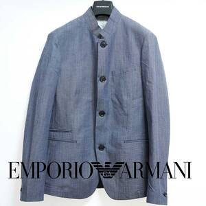 大きいサイズ デニム風のマオカラー2wayジャケット 54サイズ ブルゾン EMPORIO ARMANIジョルジオアルマーニ GIORGIOARMANI