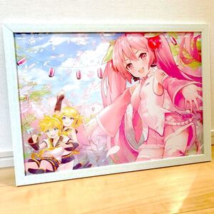 【送料無料】 初音 ミク 桜ミク フレーム 額 入り A3 描き下ろし ポスター (鉄人桃子) 桜ミクくじ VOCALOID ボーカロイド ボカロ