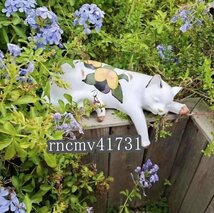 「81SHOP」美品★ 2個 猫彫刻 輸入品 庭園置物 庭飾りガーデンオーナメント屋外 アクセント小物 オーナメント_画像5