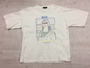 【送料無料】ビームス BEAMS HEART モナリザ風アート エモい ストリート 半袖Tシャツ カットソー メンズ 刺繍 S 白