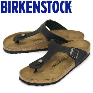 BIRKENSTOCK (ビルケンシュトック) 845251 GIZEH ギゼ オイルドレザーサンダル BLACK レギュラー幅 BI242 39-約25.0cm