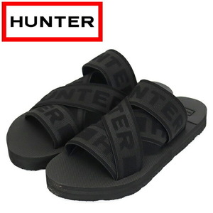 HUNTER (ハンター) WOMEN'S WFD2011ELS BLK LOGO ELASTIC CROSSOVER SLIDE レディース ロゴ エラスティック クロスオーバー スライドサンダ