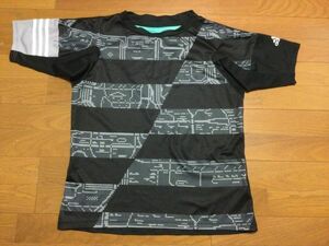 A9★お買得★adidas アディダス★半袖Tシャツ★Lサイズ相当★ブラック系★幾何学柄★USED ユーズド★スポーツ