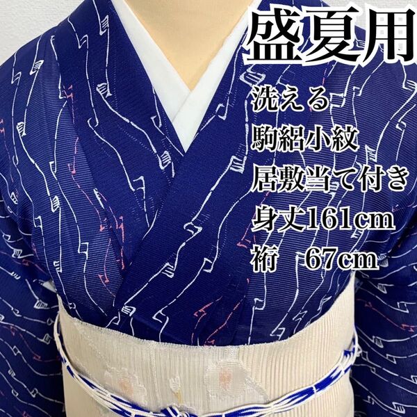 1210◆着物ライフ満喫◆洗える 盛夏用 駒絽小紋 紺色