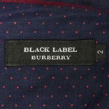 即決★BURBERRY BLACK LABEL★メンズM廃版 リネンシャツ バーバリーブラックレーベル 2 紺 ネイビー ドット柄 三陽商会 刺繍 半袖_画像8