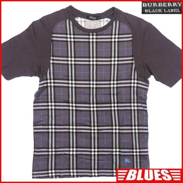 即決★BURBERRY BLACK LABEL★メンズM 廃版 Tシャツ バーバリーブラックレーベル 2 グレー ノバチェック 三陽商会正規 カットソー 半袖