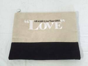 ★グッズ★嵐/ポーチ/ARASHI Live Tour 2013 LOVE/コンサートグッズ/ベージュ×ブラック/バイカラー