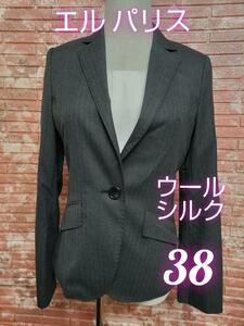 ELLE L silk . stripe pattern tailored jacket gray 38