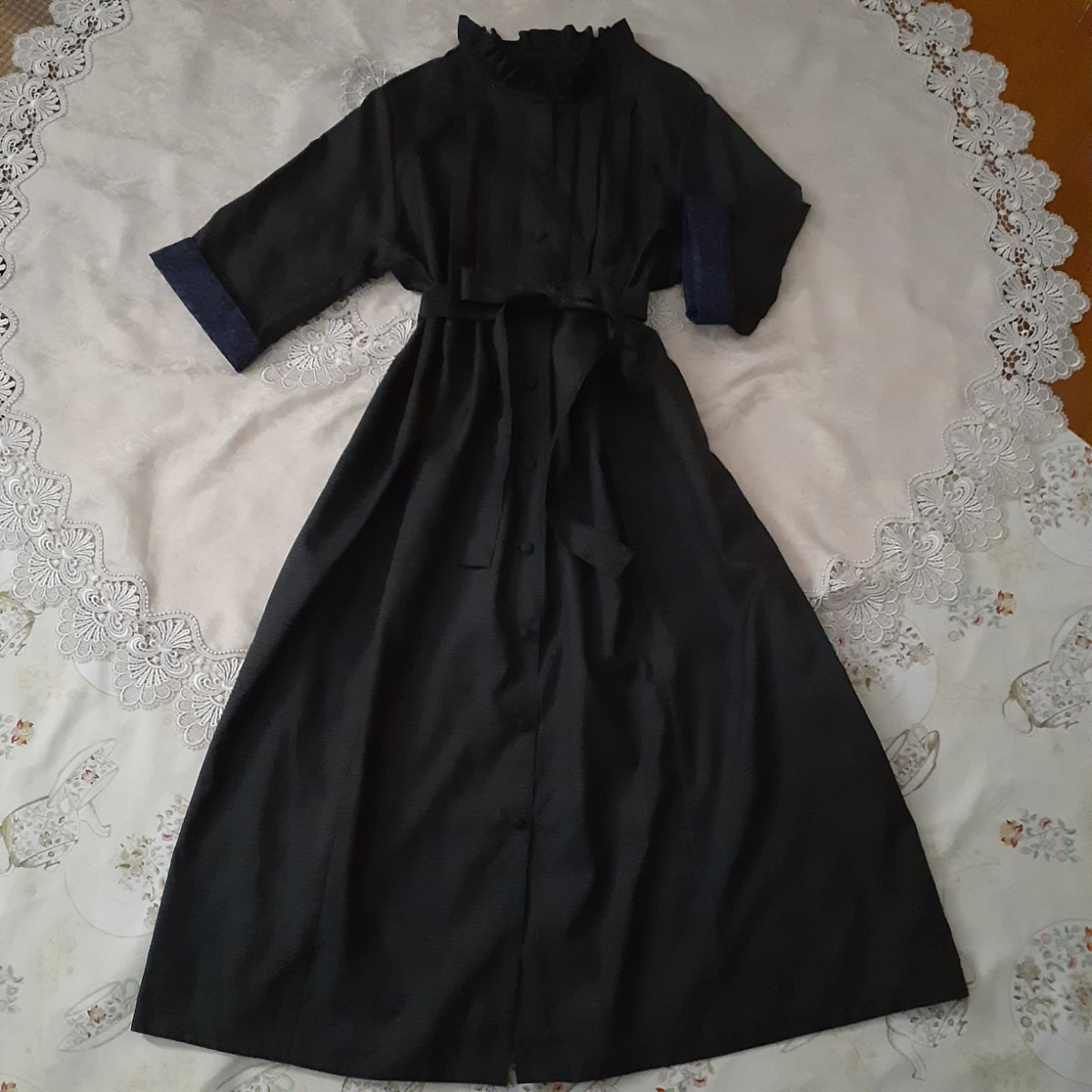 本物保証! 美品◇着物リメイクシフォンワンピース◇サーモンピンク