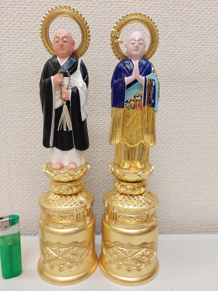 立両大師 京形 木製彩色 （法然上人 善導大師） 5号 - 仏壇、仏具