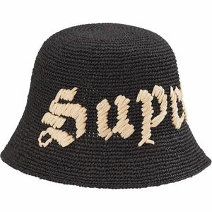 【新品未使用】 23SS 新品 SUPREME シュプリーム OLD ENGLISH STRAW CRUSHER HAT ハット 帽子 ぼうし BLACK ブラック 黒色 即決早い者勝ち