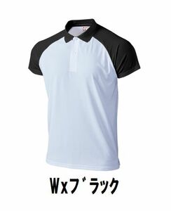 1円 新品 レディース メンズ 半袖 ポロシャツ Wxブラック XXLサイズ 子供 大人 男性 女性 wundou ウンドウ 1005