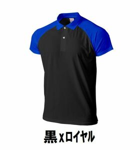 1 jpy new goods lady's men's polo-shirt with short sleeves black x Royal M size child adult man woman wundouundou1005