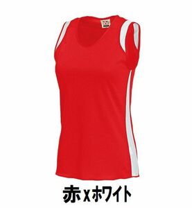999円 新品 レディース ランニングシャツ 赤xホワイト サイズ130 子供 大人 男性 女性 wundou ウンドウ 5520 陸上