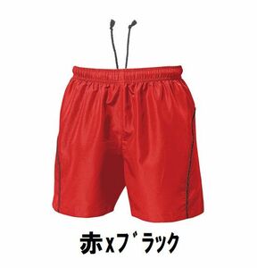 2199円 新品 メンズ バレーボール ハーフ パンツ 赤xブラック サイズ150 子供 大人 男性 女性 wundou ウンドウ 1680