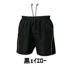 2199円 新品 メンズ バレーボール ハーフ パンツ 黒xイエロー XXLサイズ 子供 大人 男性 女性 wundou ウンドウ 1680