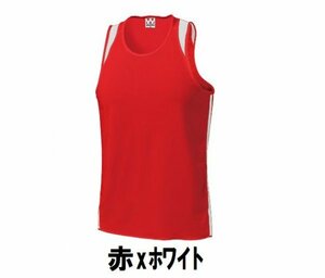999円 新品 メンズ ランニング シャツ 赤xホワイト XLサイズ 子供 大人 男性 女性 wundou ウンドウ 5510 陸上