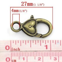 ハート型カニカンフック　1個アクセサリーパーツ（アンティークブロンズカラー）開閉金具　留具ナスカン27mm×13mm_画像2