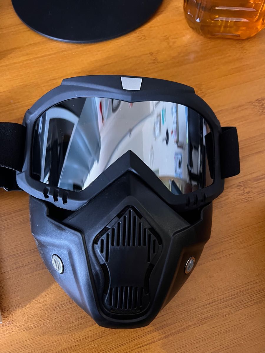 今季ブランド フェイスマスク マスク ブラウン バイク バイカー 革マスク カラスマスク 茶色