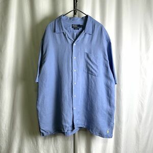 90s Polo by Ralph Lauren петля цвет рубашка XXL голубой CALDWELL открытый цвет шелк linen Polo Ralph Lauren 00s Vintage 