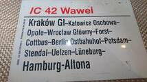 古い ドイツ鉄道 行先表示板 / クラクフ （ ポーランド ） ～ ハンブルク （ ドイツ ） / IC 42 Wawel ヴァンウェブ 行先版_画像3