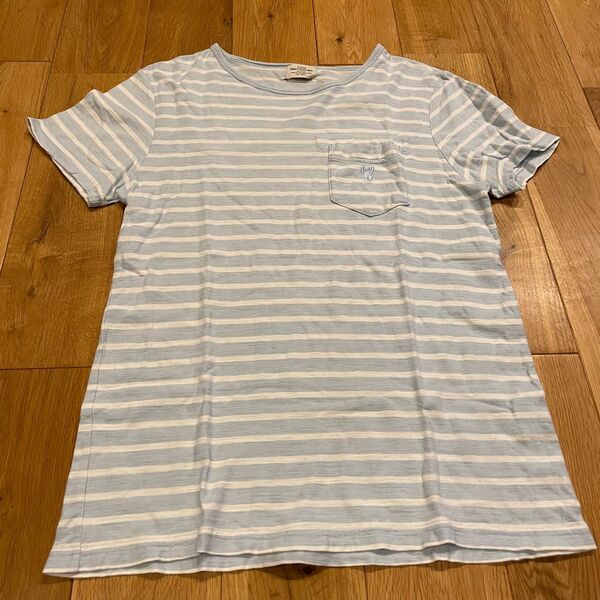 コーエン 水色ボーダー 半袖Tシャツ ボーダーTシャツ ボーダーカットソー