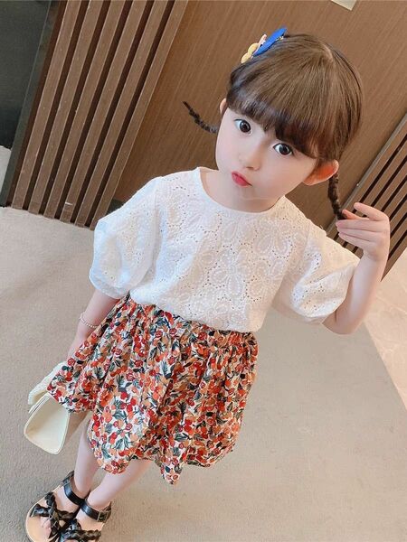 韓国　新品　キッズ　子供　ベビー　セット　セットアップ　ベビー服　スカート　半袖　90 綿　
