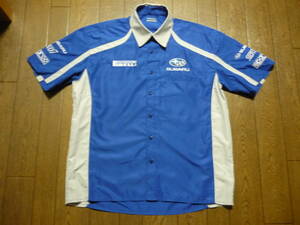 SUBARU Subaru WORLD RALLY TEAM world Rally команда короткий рукав рубашка "pit shirt" рейсинг рубашка размер L