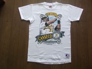 80s　USA製　ヴィンテージ　NUTMEG　半袖　Tシャツ　MLB　アスレチックス　CANSECO　カンセコ　サイズM