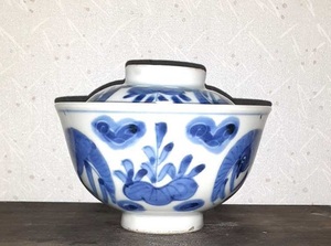 中国 唐物 古瓷 時代物 明代青花花鳥紋茶碗 青花