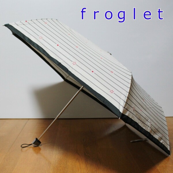 新品 フログレット 軽量 トライアングル型 三角 折り畳み傘 ボーダー柄　Ｋ1869